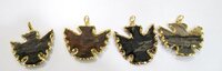 Natural Jasper Bird Shape Design Gold Electroplated Edge Double Loop