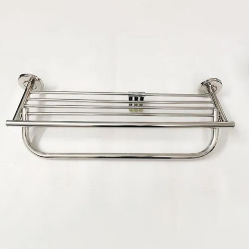 Wall Mounted Stainless Steel Towel Rack - Color: Silver