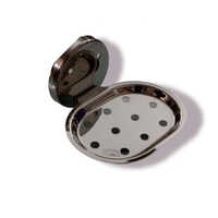 Stainless Steel Soap Dish - Standard Size, Glossy Finish, Round Shape, Elegant Silver Design | Durable Soap Organizer for Bathroom & Kitchen