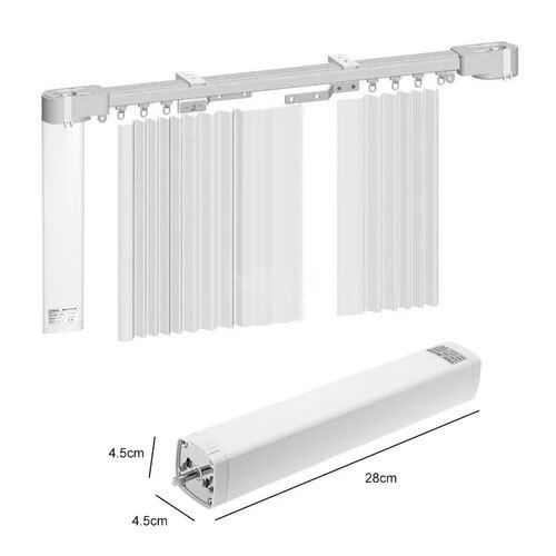 Plain Motorized Curtain - Color: White