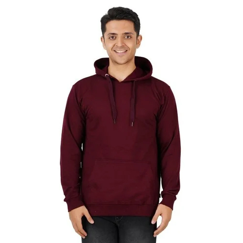 Mens Plain Hoodies - Color: Red