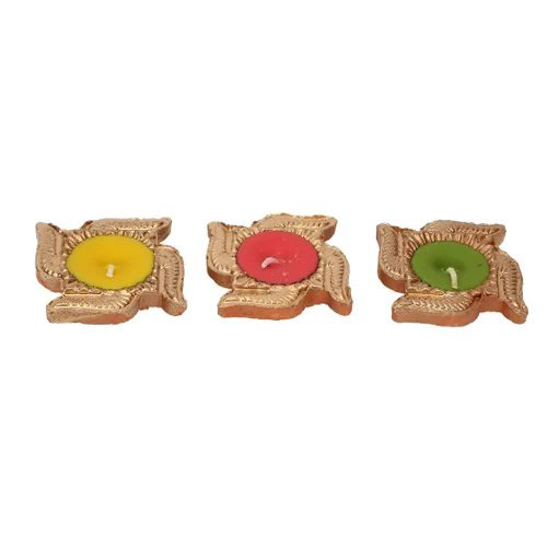 Decorative Flower Diya - Color: Golden