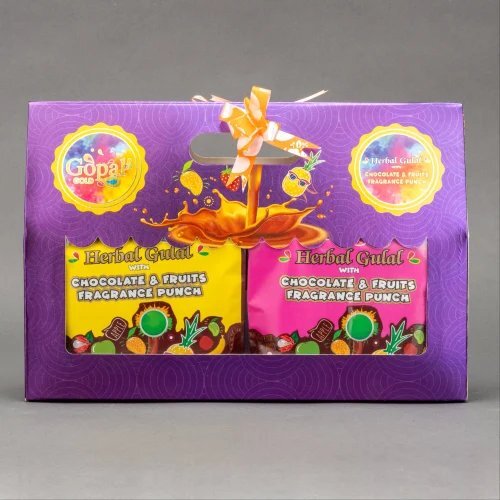 4 X 50G Gopal Gold Chocolaty Gulal Pouch Gift Pack - Occasion: Holi Festival Celebrations