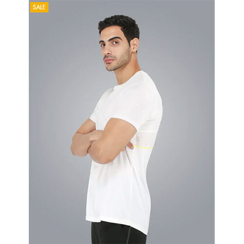 Round Neck Spandex T-shirt With Back Mesh - Men