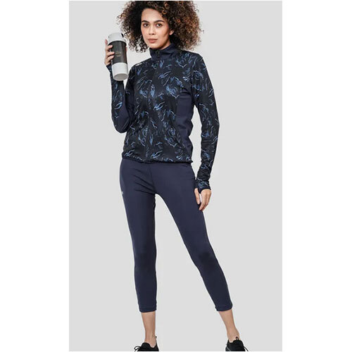 Breathable Printed Stretchable Gym Track Suit (Navy Blue) - Women