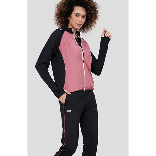 Fleece Stretchable Fitness Track Suit (Black Cedar) - Women