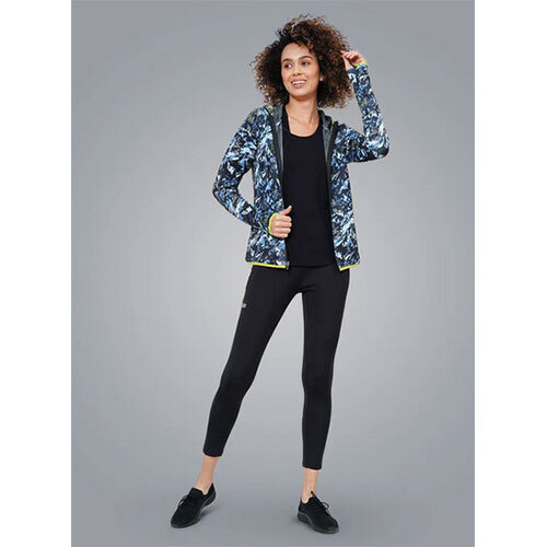 Stretchable Printed Training Jacket (Blue) - Women