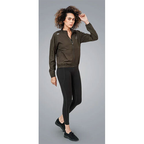 Poly Stretch Trendy Gyming Jacket (Olive) - Women