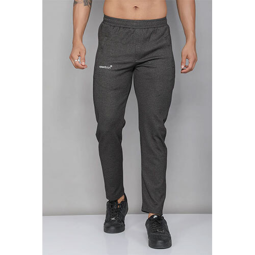 Active Cotton Black MIlange Track Pant for Men
