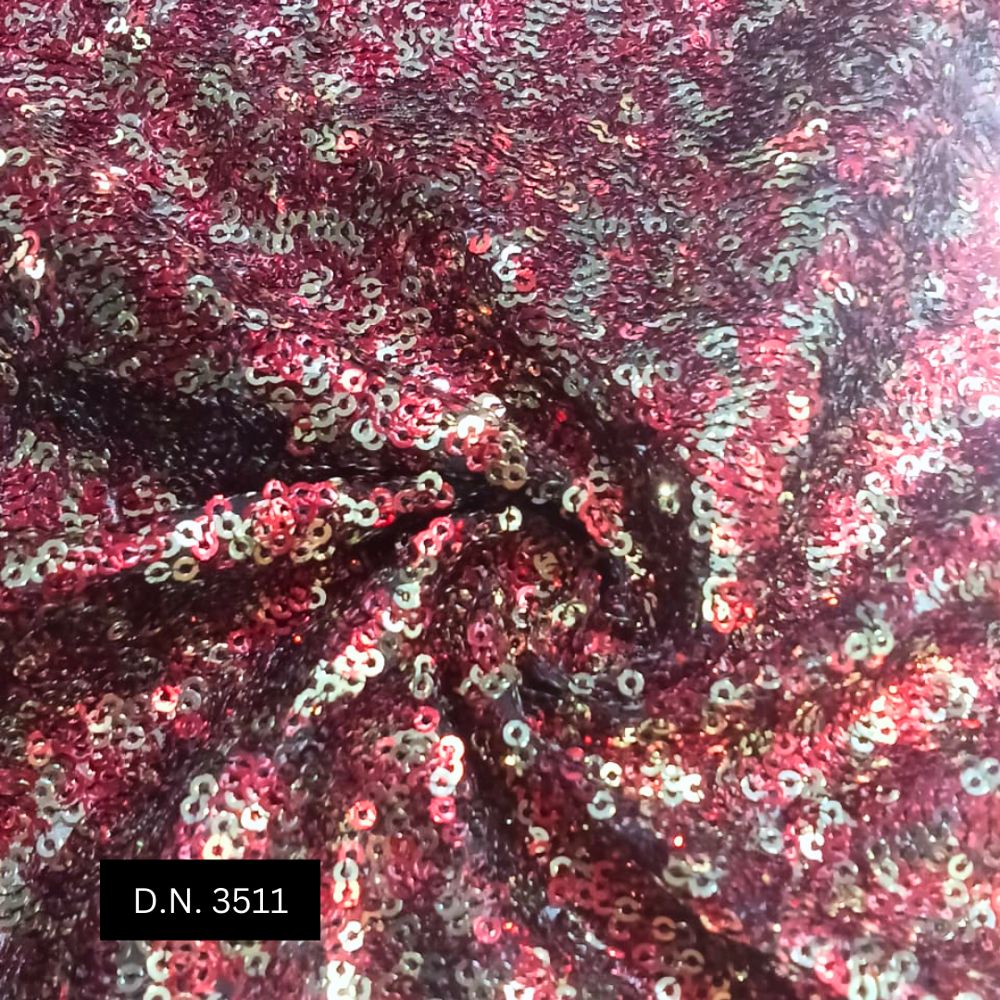 Luxury Red And Gold Sequin Embroidery Fabric For Dresses & Gowns