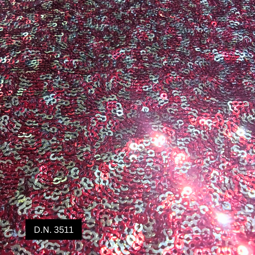 Luxury Red and Gold Sequin Embroidery Fabric for Dresses & Gowns