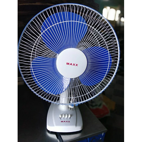 Maxx Electric Three Blade Table Fan - Color: Blue