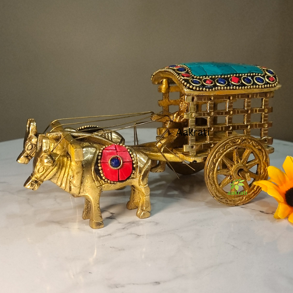 Handcrafted Brass Bull Cart | Traditional Indian Rural Charm for Your Home By Aakrati