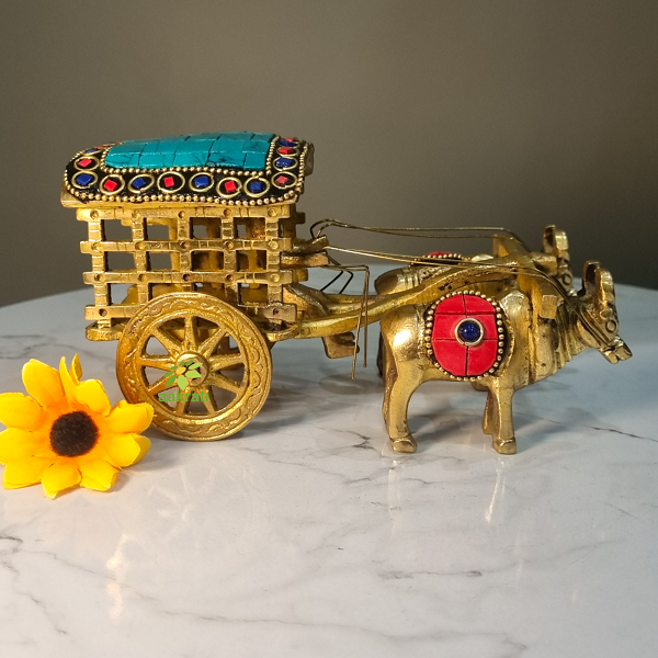 Handcrafted Brass Bull Cart | Traditional Indian Rural Charm for Your Home By Aakrati