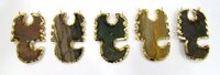 Natural Jasper Scorpio Shape Design Gold Electroplated Edge Double Loop