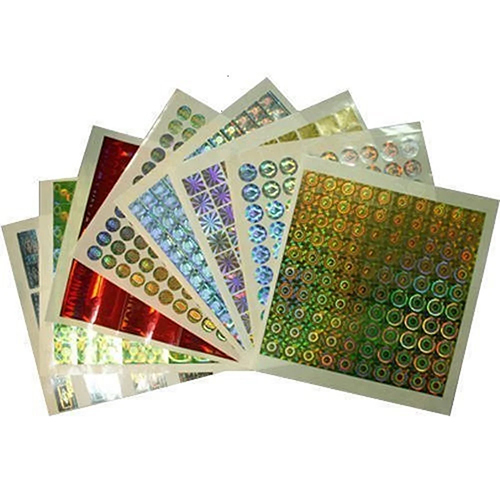 Flip Flop Hologram Sticker - High-Quality PVC, 0.5mm Thick, Multicolor Square Design | Self-Adhesive Packing Solution
