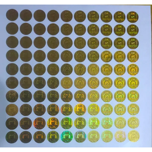 लेजर नंबरिंग होलोग्राम स्टिकर - पीवीसी सामग्री, 0.5 mm मोटाई, मल्टीकलर गोल आकार | पैकिंग उपयोग के लिए सेल्फ-एडहेसिव