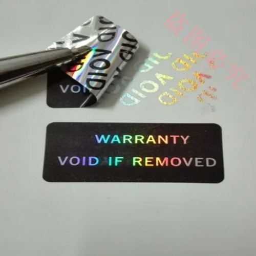 Void Hologram Sticker - PVC Material, 23 & 36 Micron Thickness | Golden/Silver Colors, Customizable Shape, Self-Adhesive Backing