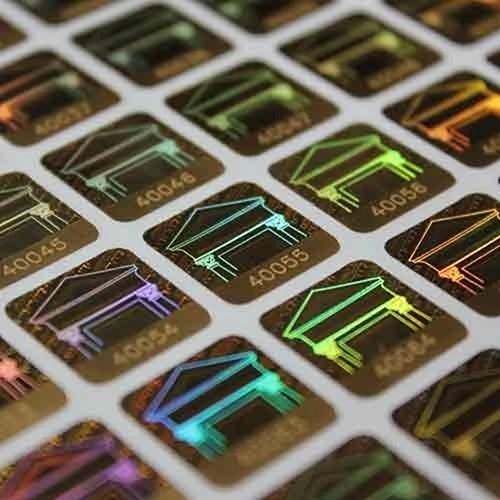 Gradient Effect Dot Matrix Hologram Sticker - PVC Material 0.5mm Thickness Multicolor Self-Adhesive Customizable Shapes for Packing