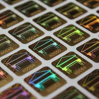 Gradient Effect Dot Matrix Hologram Sticker - Pvc Material, 0.5mm Thickness, Multicolor, Self-adhesive, Customizable Shapes For Packing