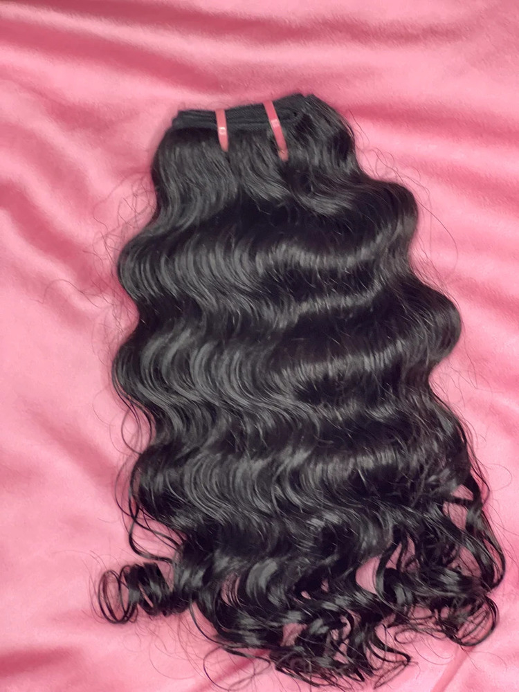 Raw Indian Remy Hair Extension Wavy Style Machine Double/ Single Weft Deep Wave Water Wave  Spring Curl