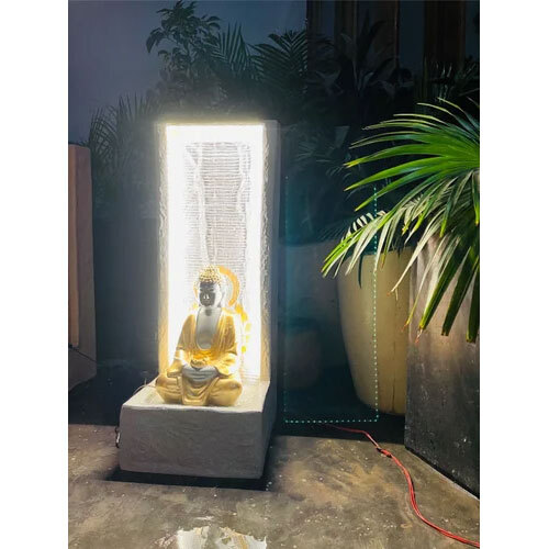 Buddha Water Fountain - Plat Fiber, 36 Inches | Golden Indoor & Outdoor Electric Fountain For Industrial Use