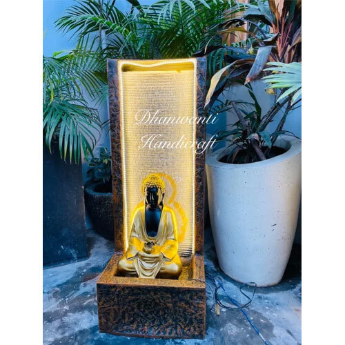 Buddha Water Fountain - Plat Fiber, 36 Inches | Golden Indoor & Outdoor Electric Fountain For Industrial Use