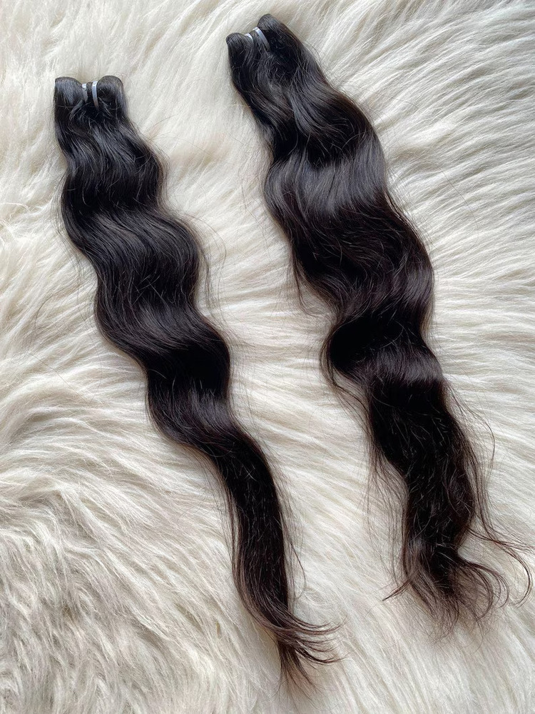 Indian Temple Human Hair High Quality Raw Unprocessed Wavy Texture