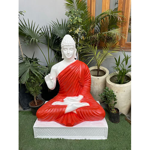 Fiber Blessing Buddha Statue - Color: Red