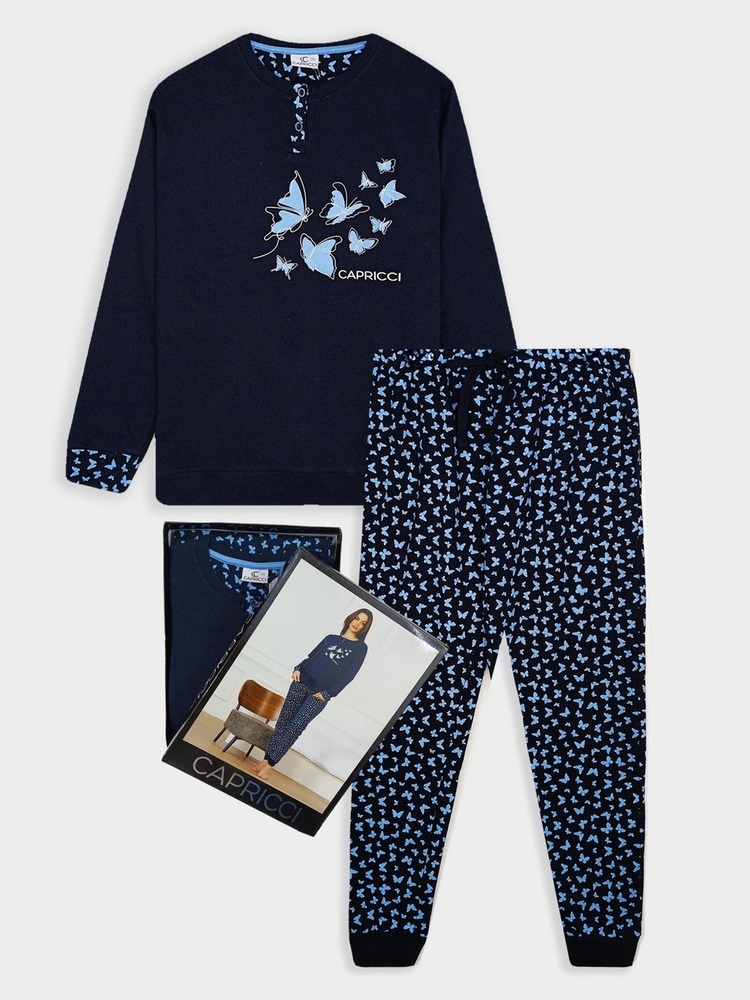 Ladies Printed Interlock Winter Pyjama Set