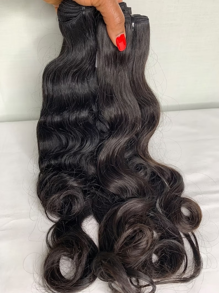 100% Raw Indian unprocessed Human Hair Extensions wavy/ Straight Bundle