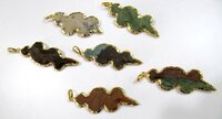 Natural Jasper Designer Snack Shape Gold Electroplated Edge Single Loop