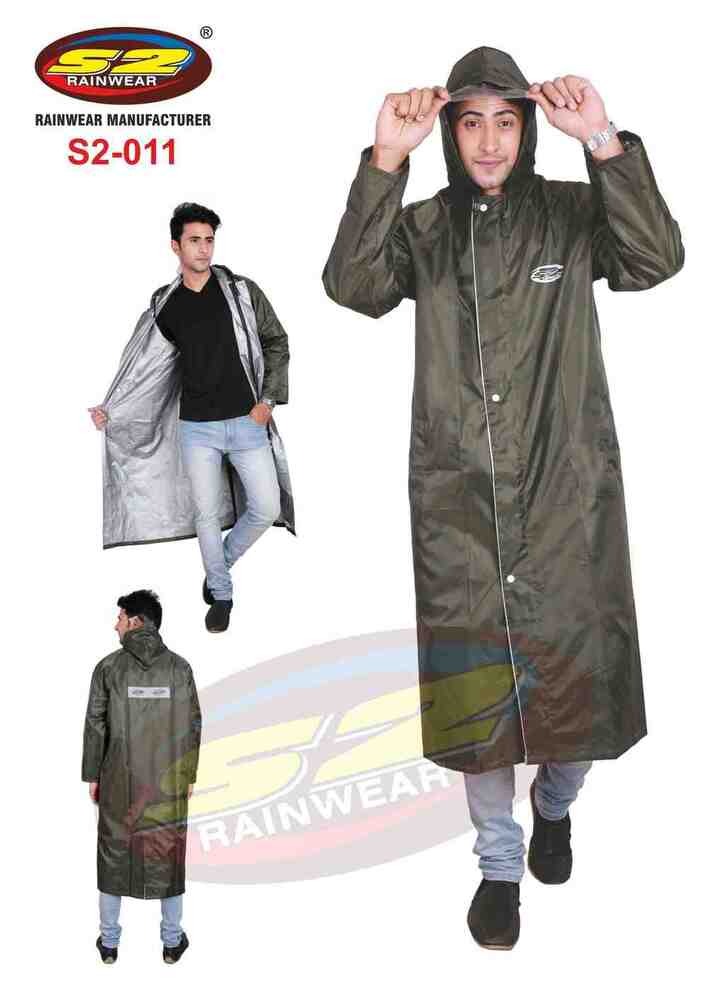 Mens Polyester Rain Suit - Polyester Taffeta With Virgin Pvc Lining Free Size Assorted Colors | Reversible Design Hood With Drawstring Reflective Tape Two Side Pockets