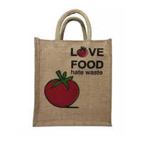 Jute Lunch Bag - 11x5x10 Inches, Brown Color | Washable, Customizable Design, Printed Pattern, Versatile For Lunch And Shopping