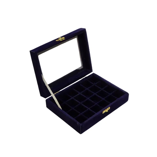 21Inch Dark Blue Ring Box - Design: Plain