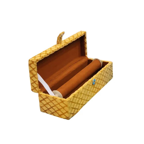 4Inch Yellow Wooden Bangle Box - Design: Plain