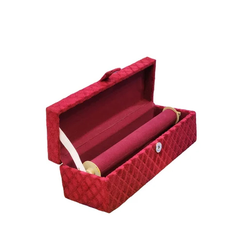 4Inch Red Wooden Bangle Box - Design: Plain