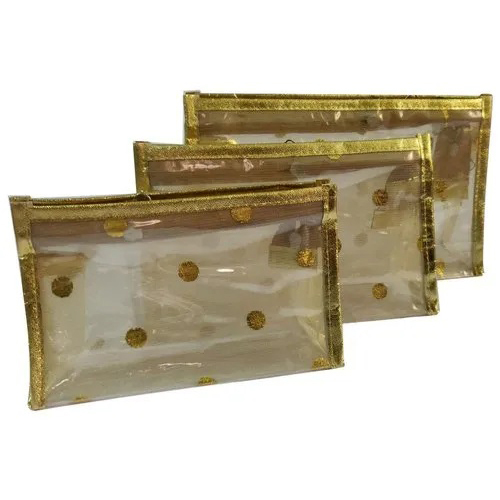 3 Piece Makeup Pouches Set - Color: Transparent