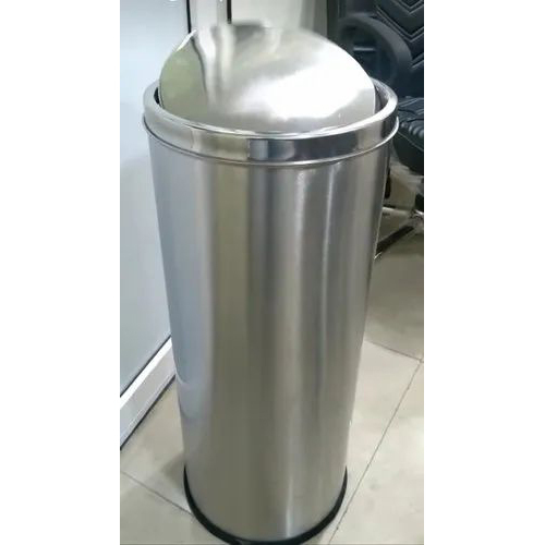 Stainless Steel Dustbin - Standard Size | Industrial Application, Silver Color, Durable Stainless Steel Construction