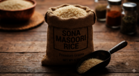 Sona Masoori Rice - White, Organic, Dried Style | Grain Length 5.0-5.5mm, Low Starch, High Purity, Soft & Fluffy Texture