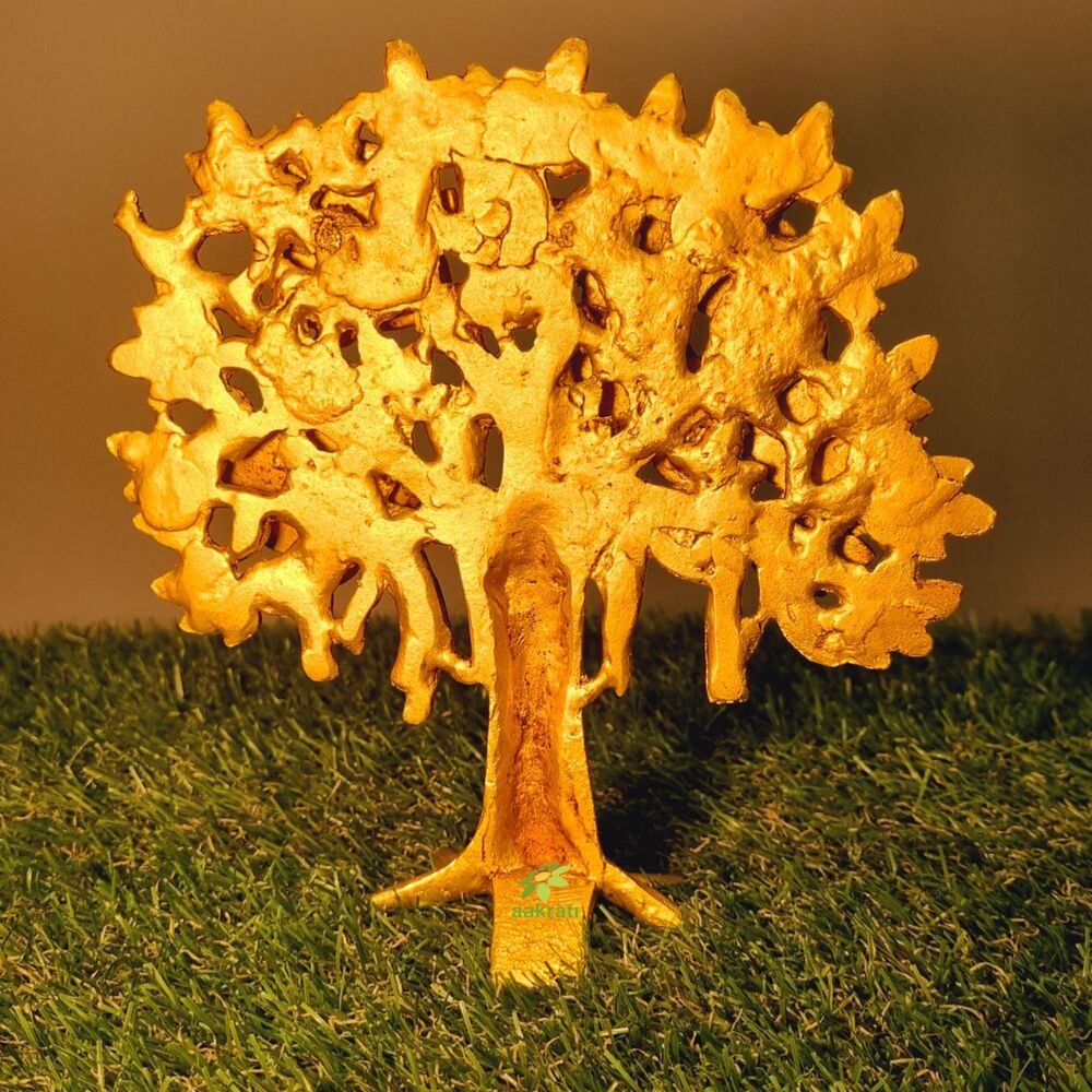 Brass Tree Handicraft Product Decorative Table Top Decor Wish-fulfilling Divine Tree For Home And Office By Aakrati - Color: Yellow