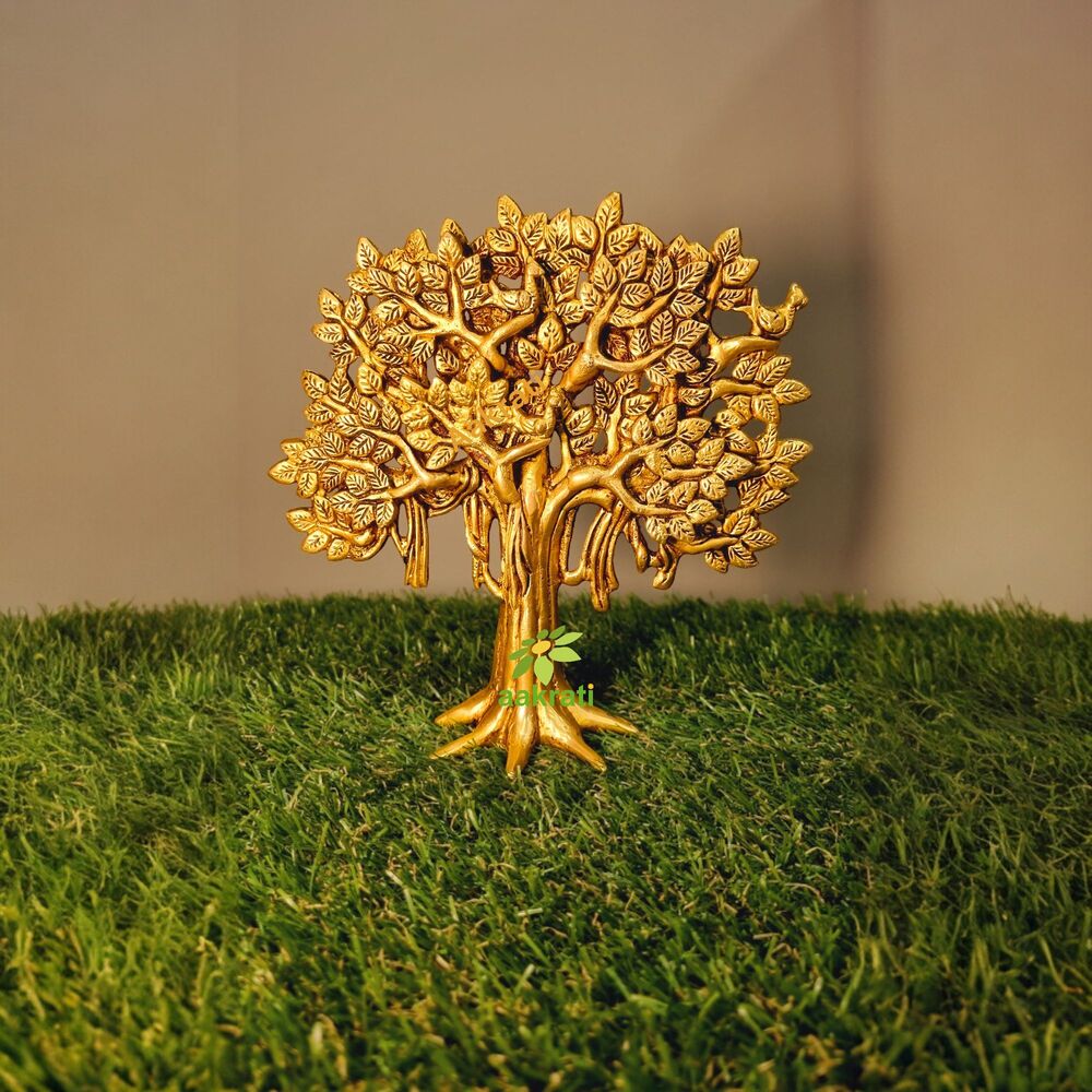 Brass Tree Handicraft Product Decorative Table Top Decor Wish-fulfilling Divine Tree For Home And Office By Aakrati - Color: Yellow