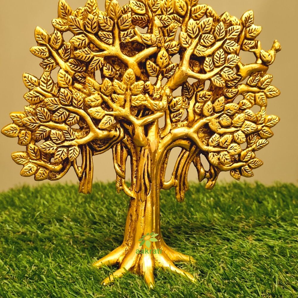 Brass Tree Handicraft Product Decorative Table Top Decor Wish-fulfilling Divine Tree For Home And Office By Aakrati - Color: Yellow