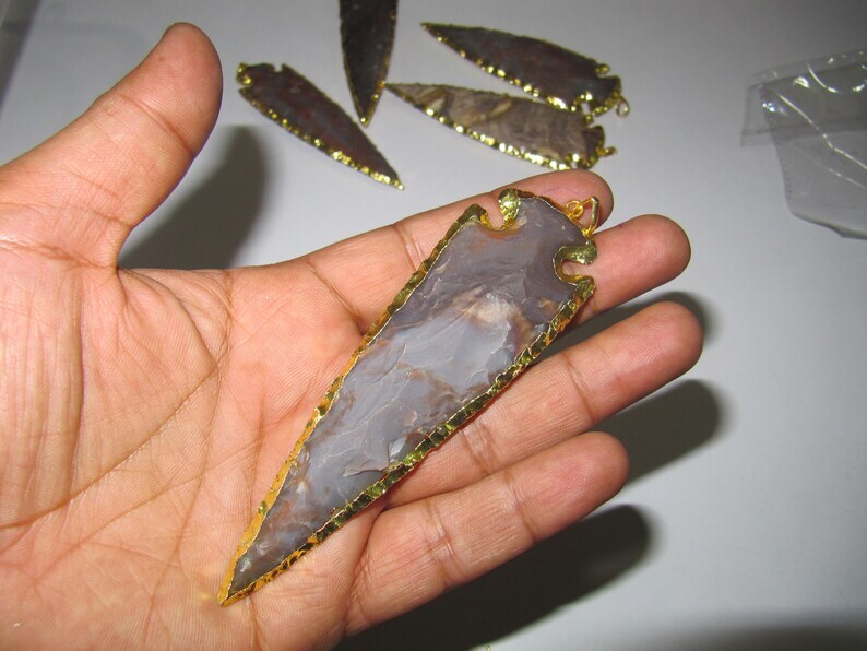 2 Piece Set Natural Jasper Gold Electroplated Edge Single Loop