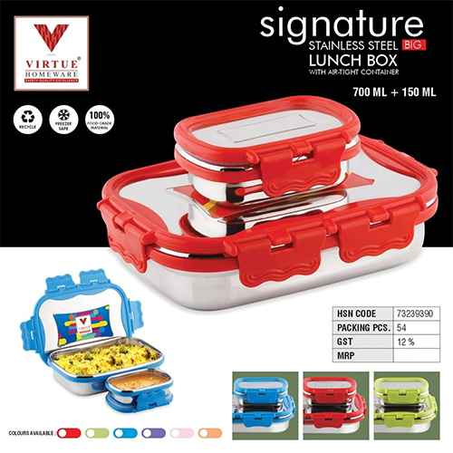 Stainless Steel Big Lunch Box With Air Tight Container - Color: Various Color Available