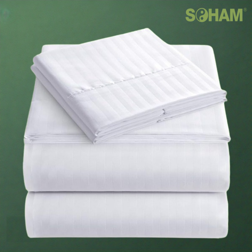 PR-1007 - 100% Cotton Satin Stripe Hospital Bedsheet - 200 TC