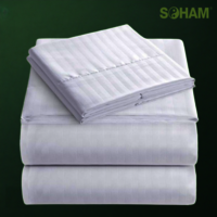 Pr-1007 - 100% Cotton Satin Stripe Hospital Bedsheet - 200 Tc | Smooth Woven Fabric, 60x90 Inches, Elegant White Color, Ideal For Patient Wards And Icu