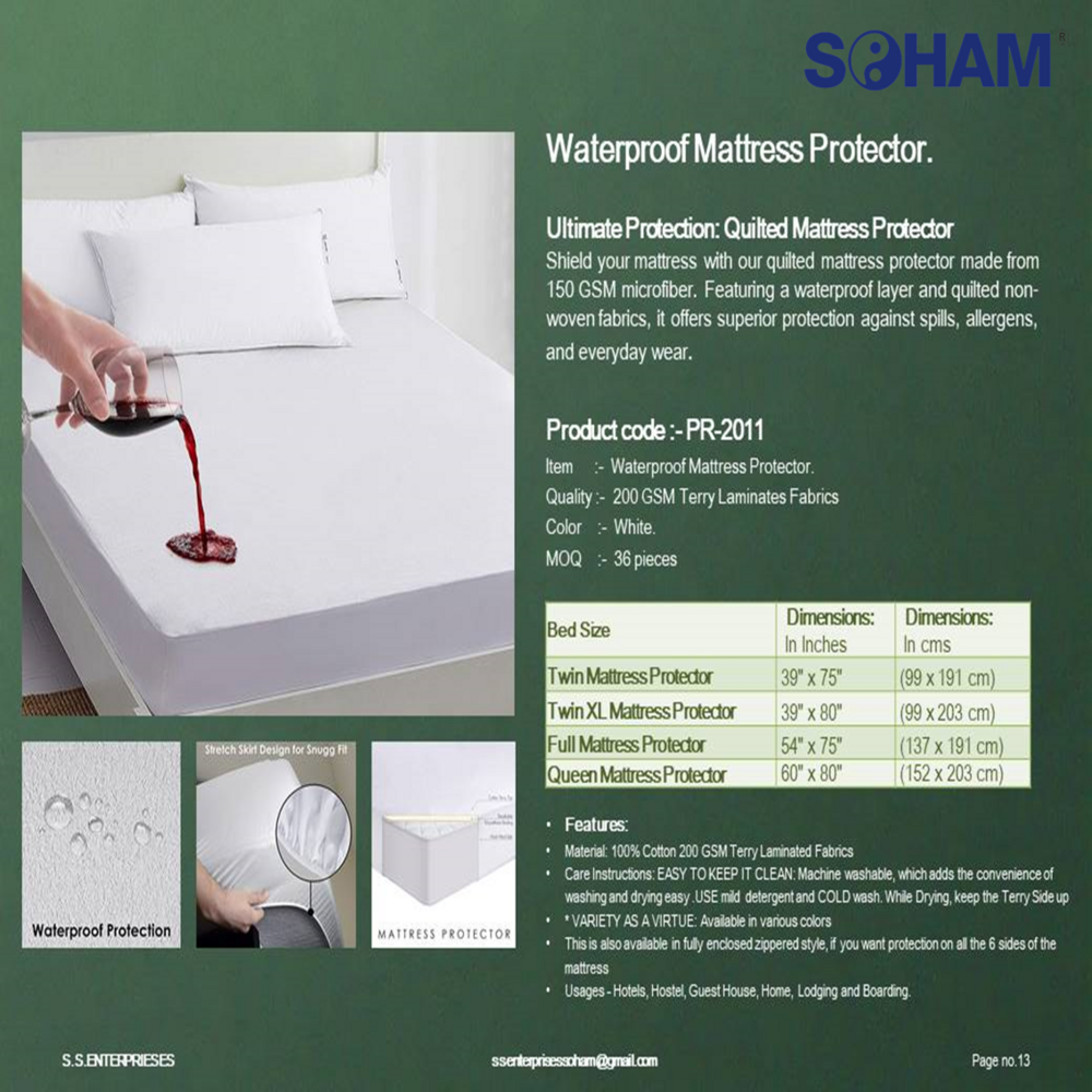 Pr-2011-waterproof Mattress Protector. - Color: White