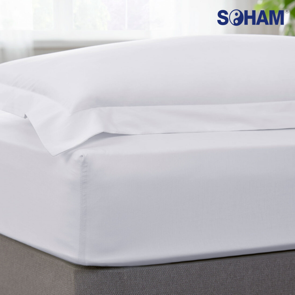 PR-1009-Hospital Cotton White Fitted Bedsheet - 100% Cotton, 200 TC, Waterproof, Fitted Design, Hypoallergenic, Easy Maintenance