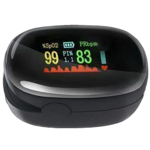 Black Oval Fingertip Pulse Oximeter - Material: Plastic